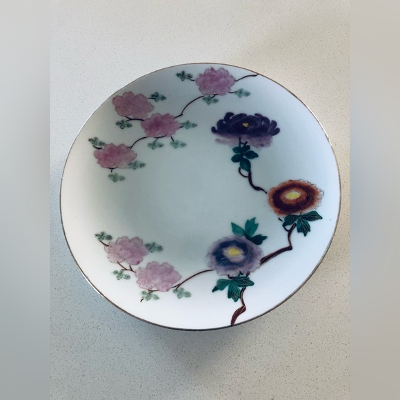 1940 Set of 3 Japanese Kutani Porcelain |  Hand printed Overglaze Enamel Plate - Picture 4 of 6